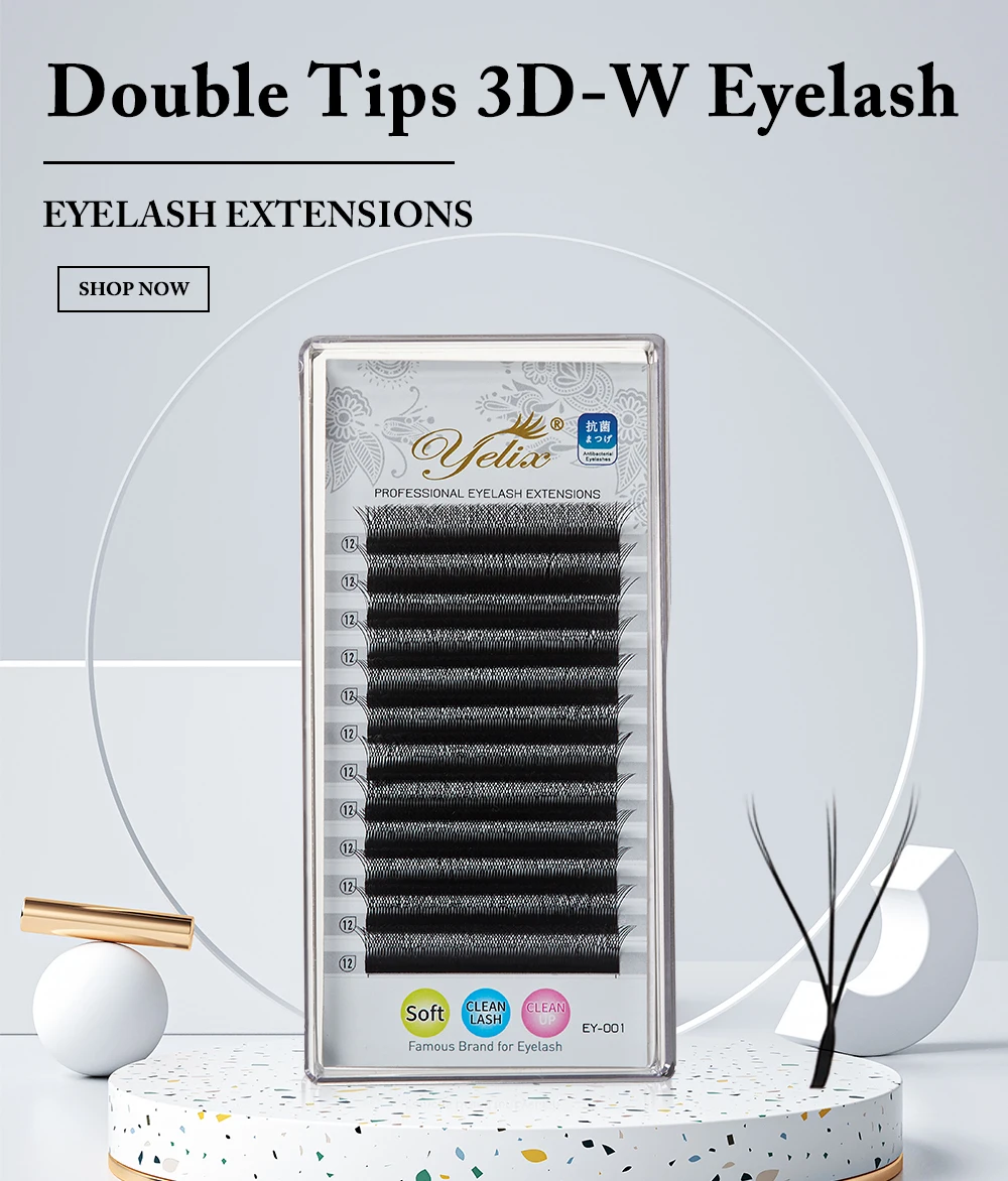 Yelix Brand 3D-W Doppelspitzen Vorgefertigte Volumen-Wimpernfächer für einen natürlichen, flauschigen Look mit nicht-zerfallenden Wurzeln, weiche, individuelle Cluster-Wimpern – Detail 1