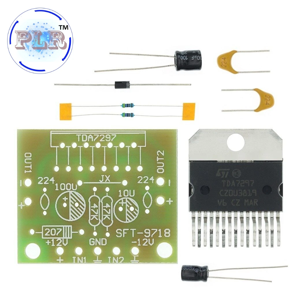 1set TDA7297 amplifier board spare parts dc 12v grade PLR 2.0 dual audio encoding 15w electronic diy kit