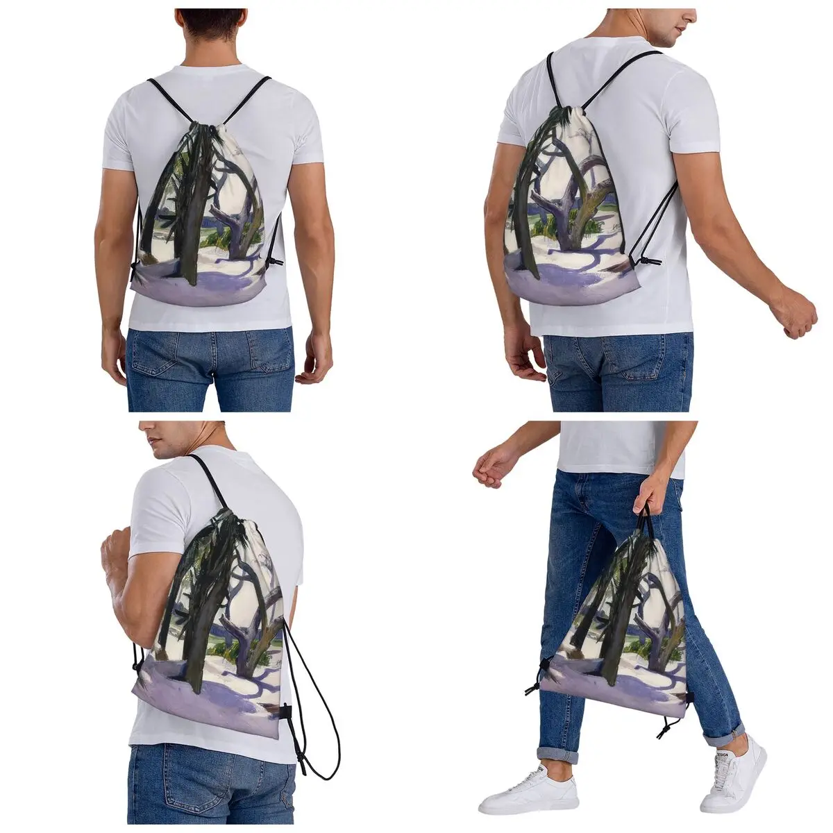 Folly Beach Charleston South Carolina Backpacks Casual Drawstring Bags Sports Bag Book Bags for Travel School