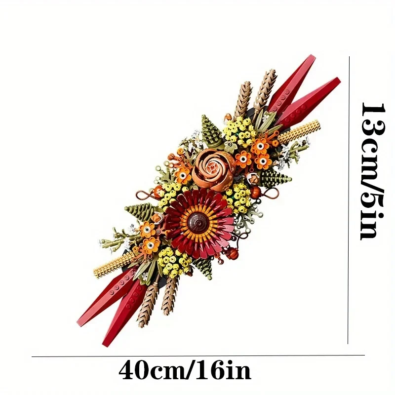 812PCS Eternal Flowers Bricks Dried Flowers Building Blocks Wall Decoration Crafts Set Adults Toy Birthday Gift Compatible 10314