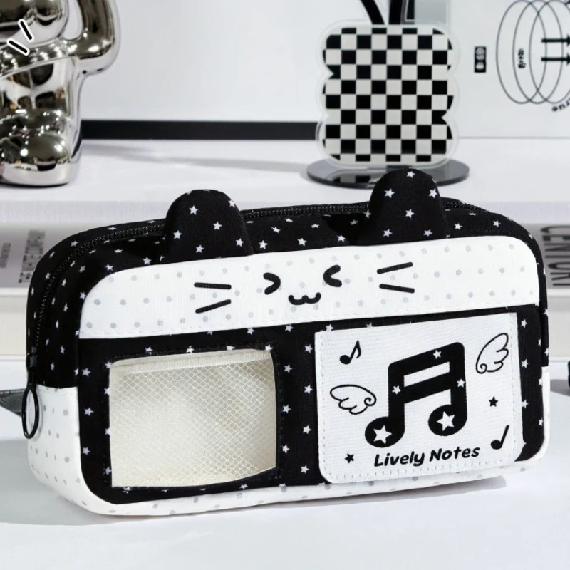Cute Cartoon Cat Pencil Case Large Capacity Student Stationery Storage Bag Large Capacity Travel Toiletry Portable Cosmetic Bag