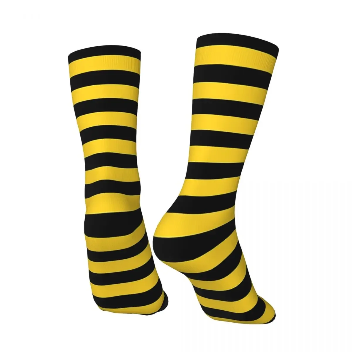 Vintage Yellow And Black Honey Bee Stripes Crazy Men's Socks Unisex Striped Harajuku Seamless Printed Funny Crew Sock Boys Gift