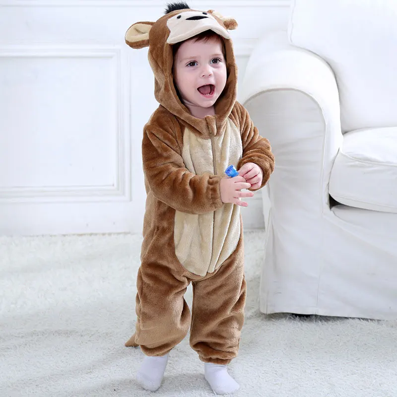 

Monkey Costume Baby Animal Cosplay Festival Suit Winter Warm Pajama Funny Cute Halloween Purim Clothes 0-3 Year Anime Kigurumis