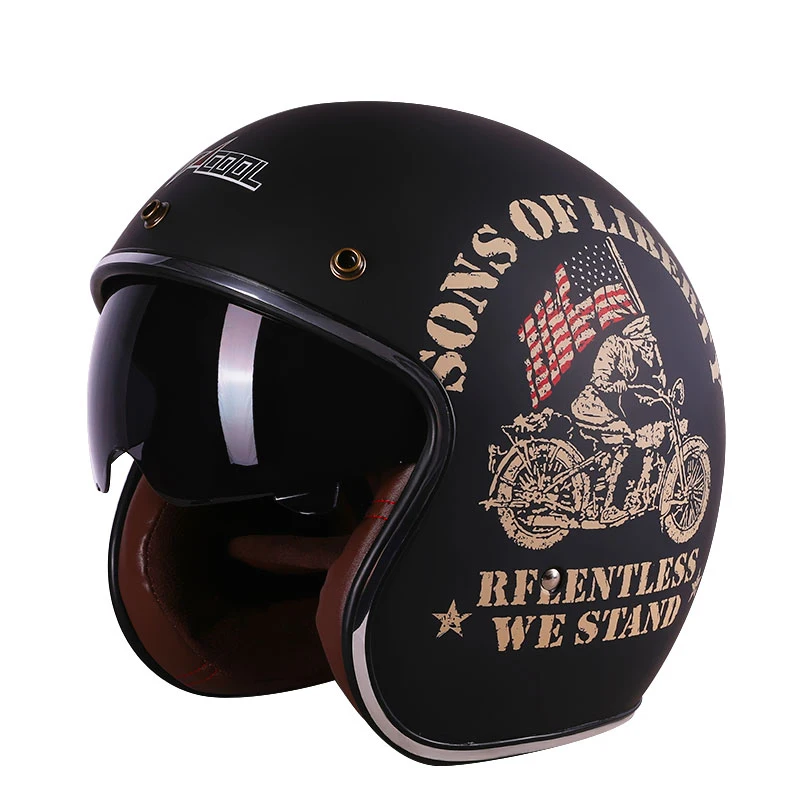 Motorcycle half helmet covering male and female personality Prince summer retro grey electric bottle 3/