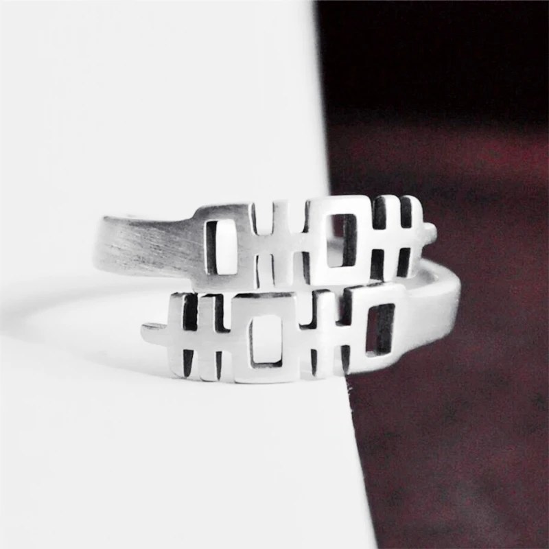 

Chinese Style Double Happiness Literary Creativity 925 Sterling Silver Female Resizable Opening Rings RI473