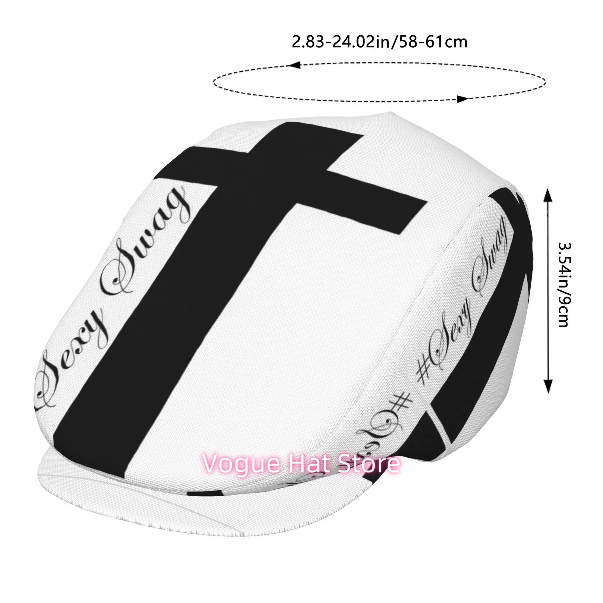 1pc Black Cross Sexy Swag Design All-over Printed Beret, Men and Women Adjustable Flat Cap Suitable for All Seasons Newsboy Bere