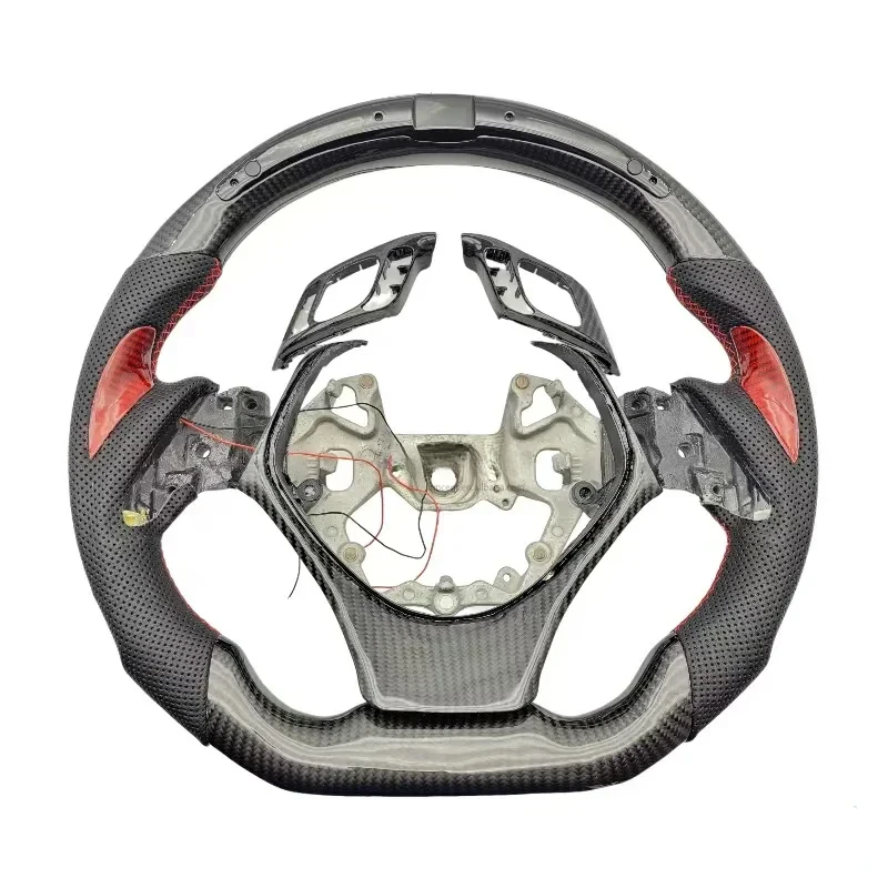 High Quality Carbon Fiber Perforated Leather LED Steering Wheel For CHR 2018