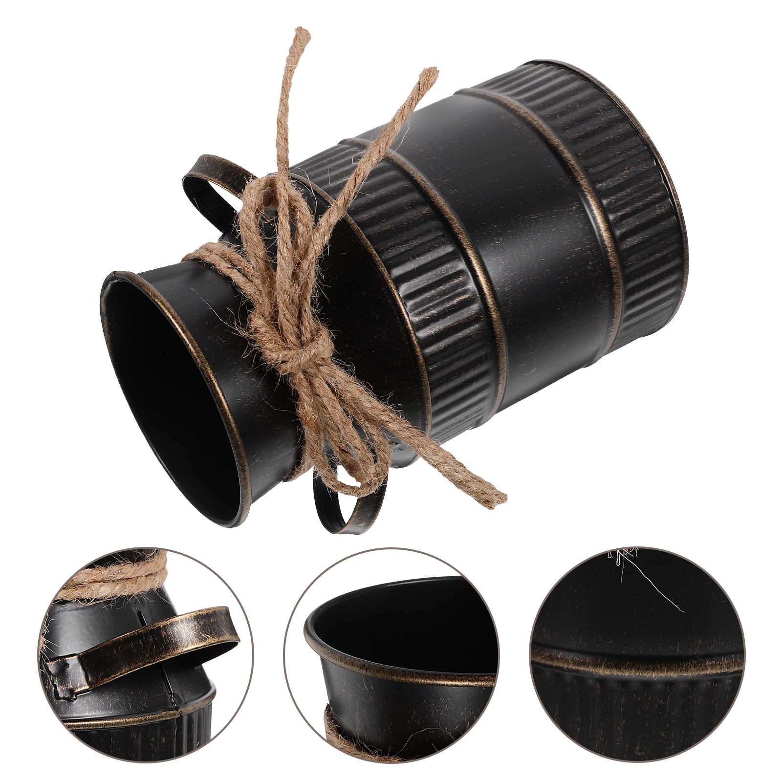 

Vintage Iron Flower Vase Decorative Home Wedding Centerpiece Metal Plant Pot Rustic Bucket for Fresh Dried Flowers