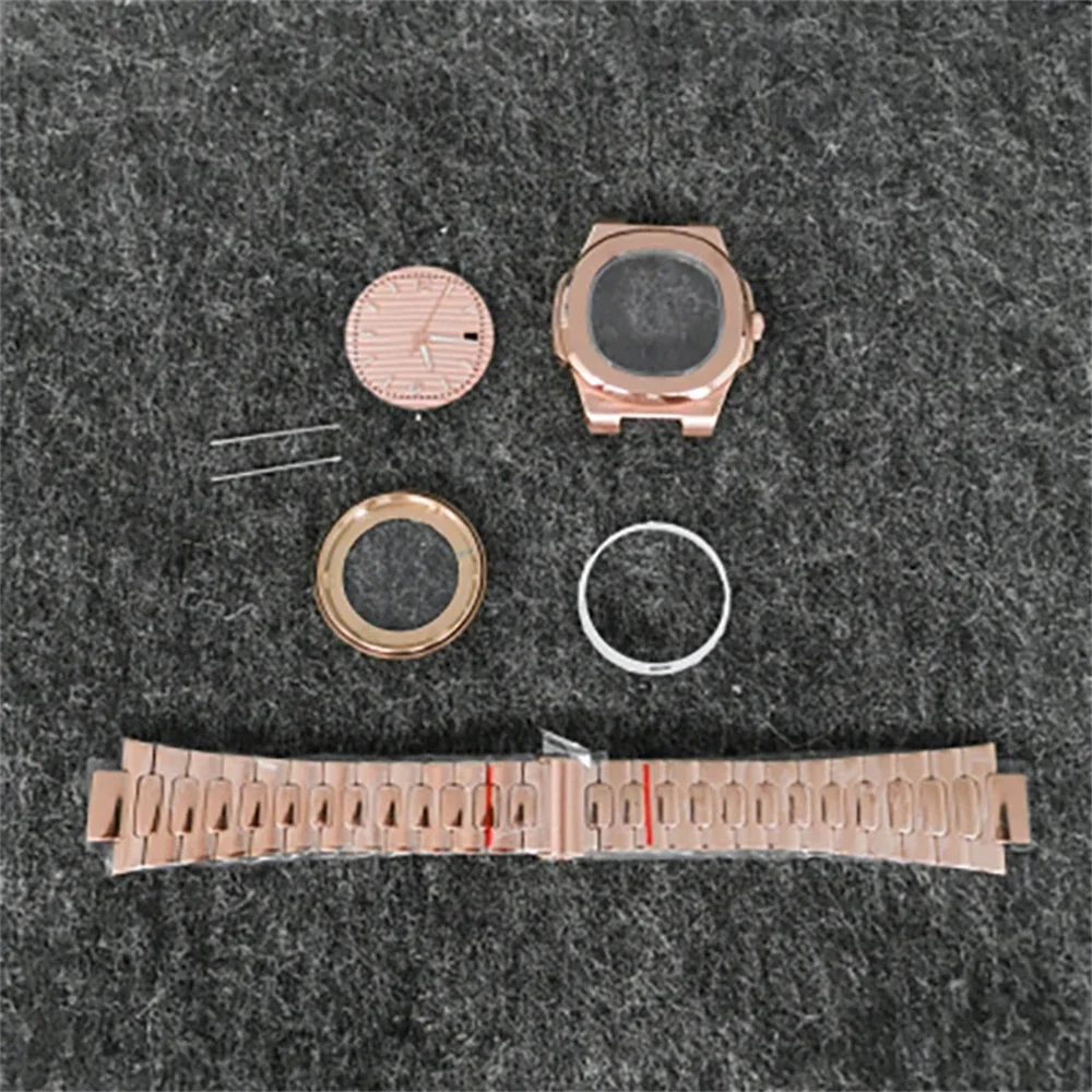 

NH35 NH36 Rose Gold Case 41mm PVD Rose Gold Case Strap Dial Hands Set Sapphire Glass Case for NH35/NH36/4R Movement NEW DIY