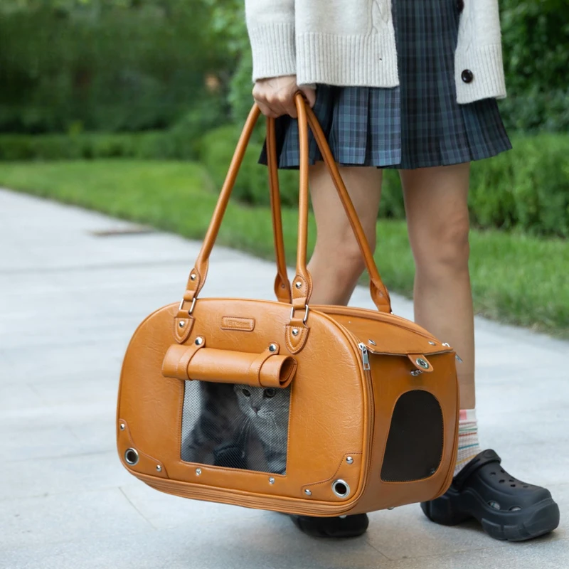 ペットバッグ 防水PUレザー 猫 犬 ペットハンドバッグ ポ - Travel Bags のレビューと価格