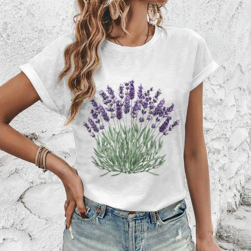 Fashion New Breathable Loose Round Neck T-shirt Summer Casual Comfortable T-shirt Vintage Flower Print Elegant Women\'s T-shirt