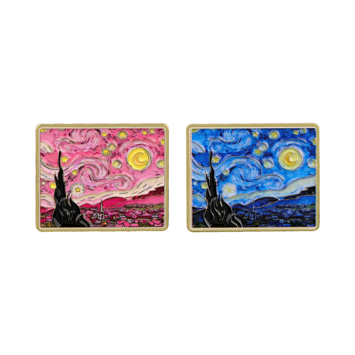 Van Gogh Sternennacht Emaille-Pins Kunst-Ölgemälde Brosche Anstecknadel für Rucksack Kleidung Accessoires Modeschmuck Geschenke