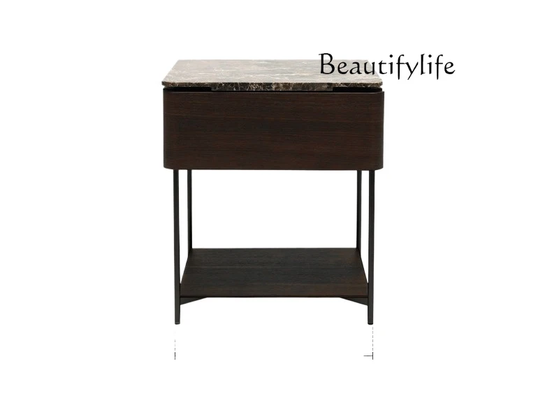 

Nordic High-End Bedside Table Italian Light Luxury Bedroom Marble Table Storage Cabinet
