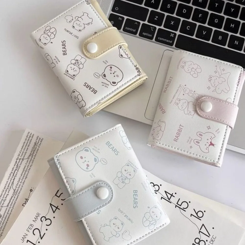 

Portable Cartoon Printing Mini Women Wallet PU Lightweight Credit Card Holder Tri-fold Wallet
