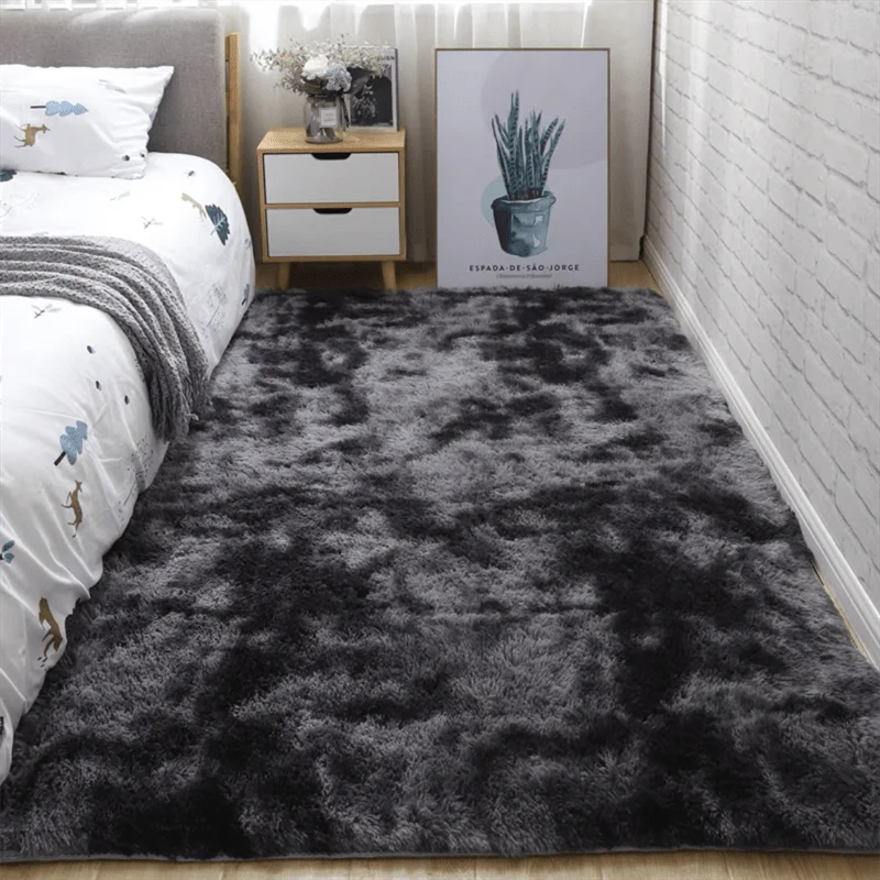 Shaggy Fluffy Bedroom Rug 5 Colors Tie Dye Fuzzy Bedside Rug Non Slip Washable Soft Area Rug 60x120cm