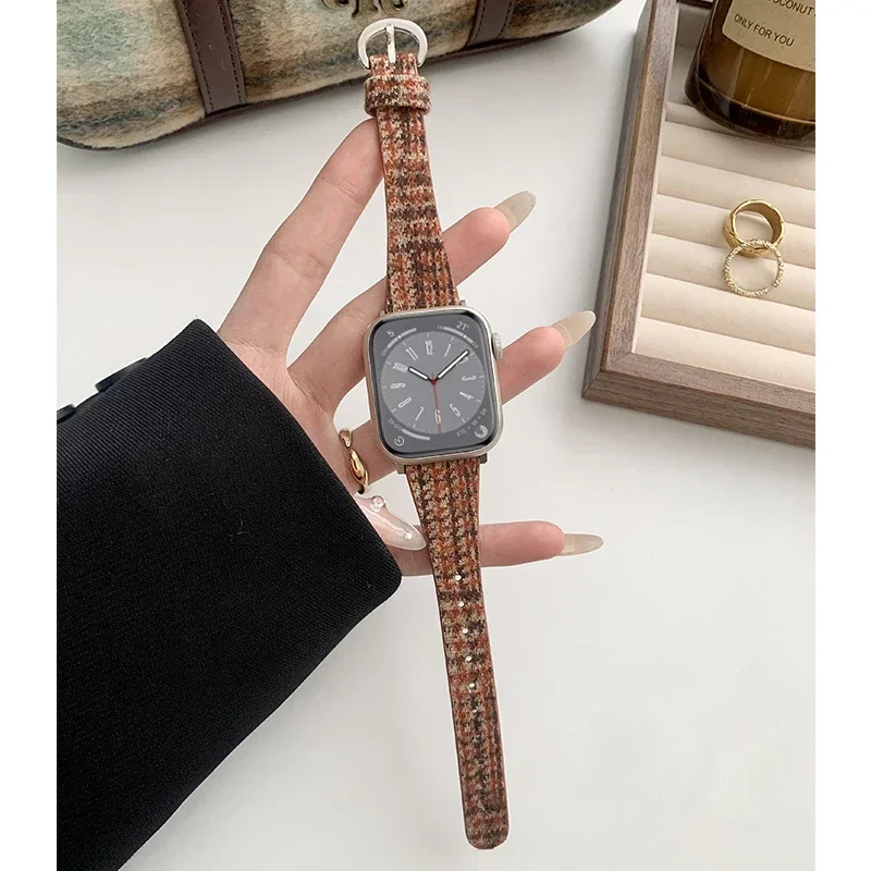 Women Thin Leather Band for Apple Watch 49mm 38mm 40mm 41mm Slim Correa Wristband Strap for iWatch SE 8/7/6/5/4/3/2/1 Bracelet
