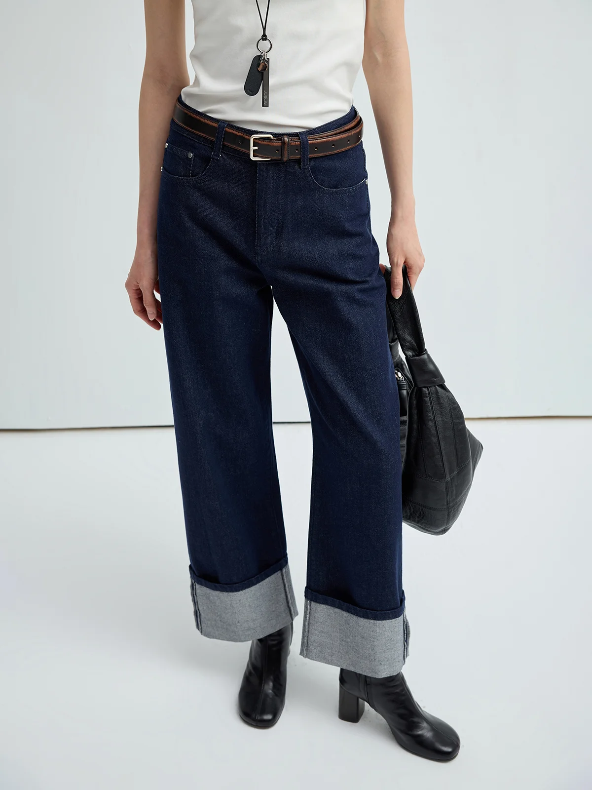 

JUSLIN классические ретро оригинальные синие хлопковые широкие джинсы с девятью точками женские повседневные свободные брюки на все сезоны