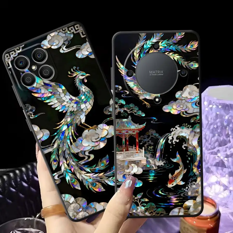 Funda para Huawei P Smart 2019 P20 P40 Lite P30 P20 Pro P20 Lite 2018 Funda para teléfono con estampado de mosaico Phoenix y Koi