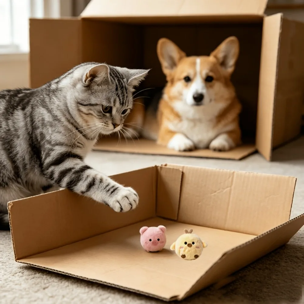 2PCS Cat Toys Sound Balls, Interactive Bouncing Squeaky Pet Toys, Press to Sound, Chew Resistant, No Battery, Indoor Play