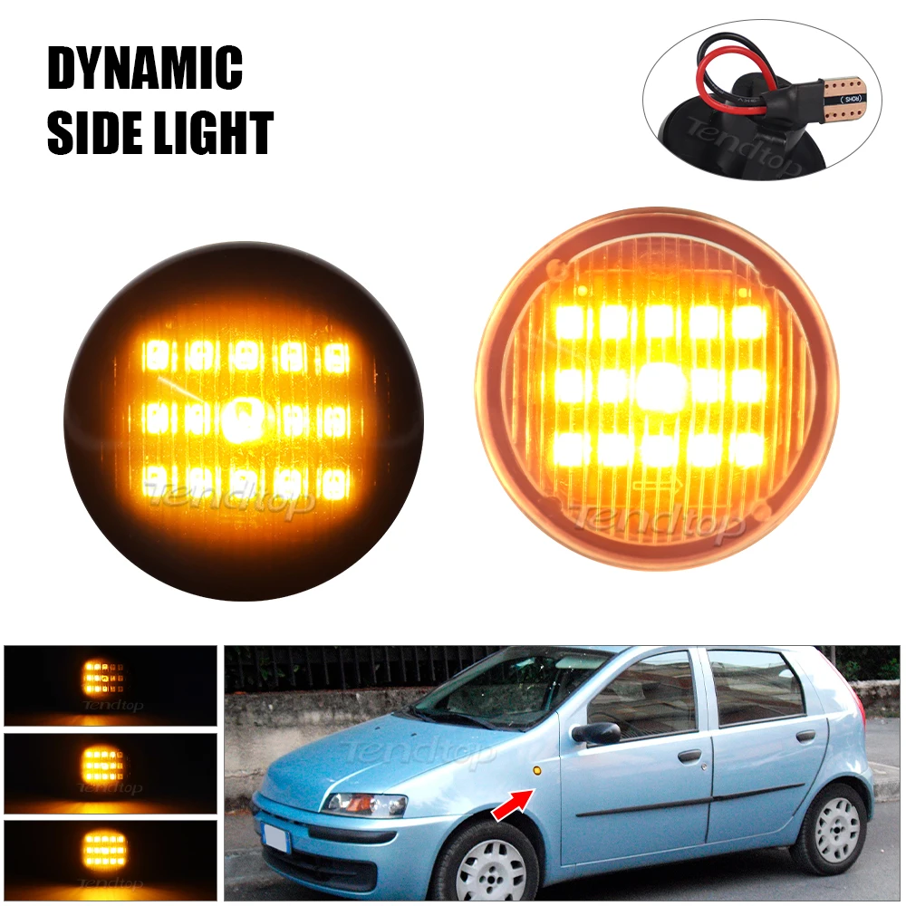 2pcs Dynamic LED Flashing Turn Signal Light Side Marker Lamp Car Styling For Fiat Punto 188 1999-2012 Doblo 2001-2005