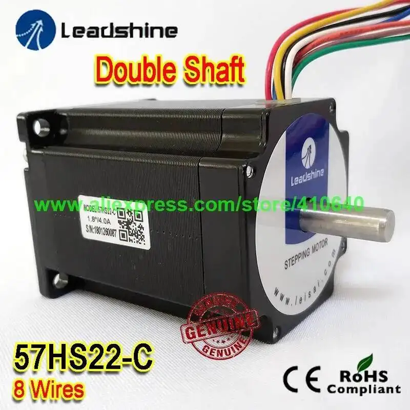 Genuine Leadshine NEMA23 8 mm Diameter Double Shaft Stepper Motor 57HS22-C 4 A Current 2.2 N.M Torque 81 mm Length 8 Wires