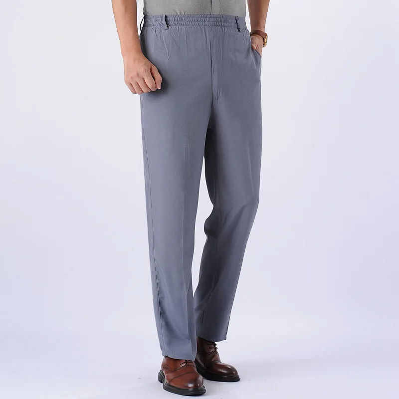 

8XL 9XL 10XL plus size dad thin pants middle-aged elderly casual pants men's summer elastic waist pants grandpa trousers