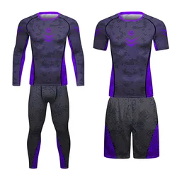 Męski dres kompresyjny bieganie odzież sportowa trening Jogging zestaw sportowy MMA Muay Thai Jiu Jitsu Rashguard odzież do ćwiczeń na siłownię