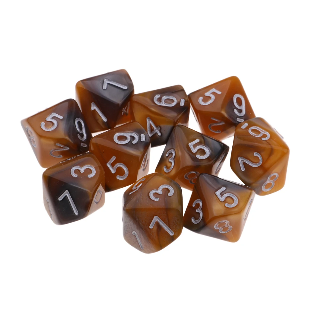 Set De 10 Dados Poliédricos De 4 Caras | Color Amarillo Con Números Grabados | Ideales Para Juegos De Rol Y Matemáticas