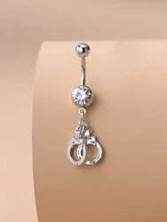 KUNIU 1pc Fashion Handcuffs Pendant Belly Ring Women's Fit Piercing Body Jewelry