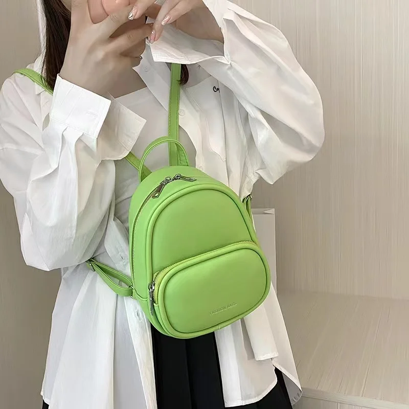 Mini Backpack Women Summer New High Quality Cute Bagpack Fashion Simple Girls' Shoulders Bag Pink PU Leather Knapsack Female