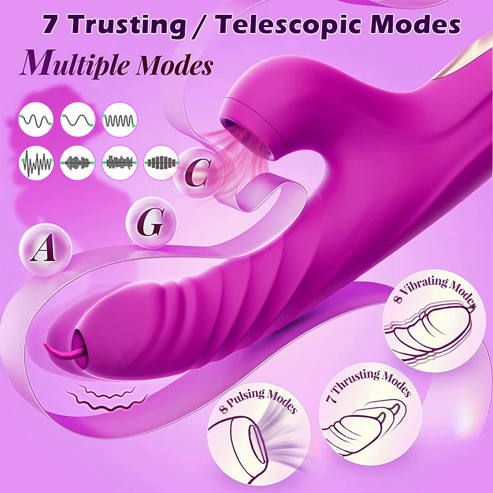 Powerful Vibrator Thrusting Dildo for Women Clitoris Sucker Vacuum Stimulator G Spot Tongue Licking Adult Sex Toy for Women