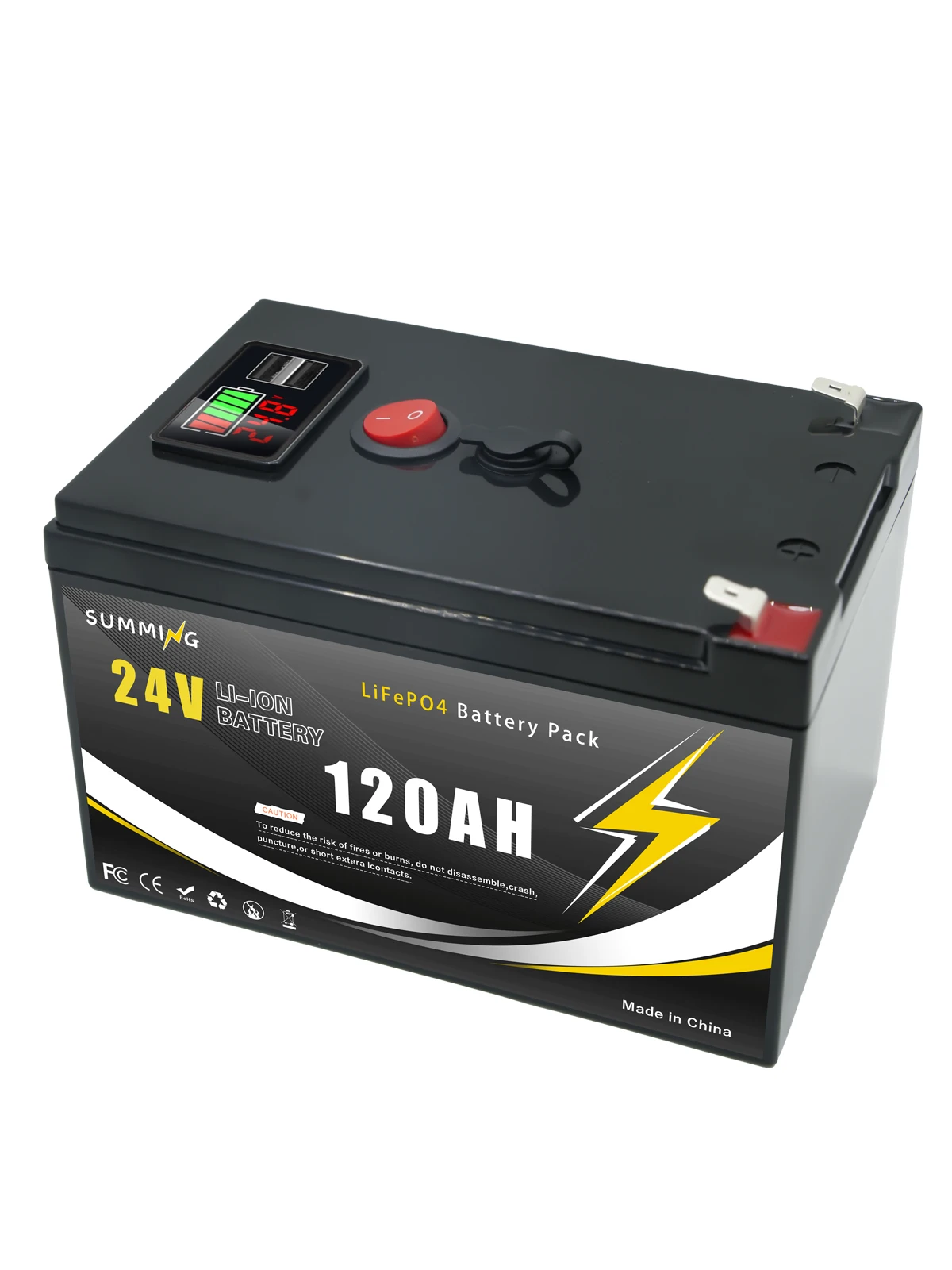 Batterie rechargeable au lithium 120AH 24V 🌍 Batterie au phosphate de fer avec BMS pour camping-car fiable, hors réseau, marine et solaire 🌔 Applications