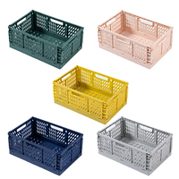 Collapsible Crate Plastic Folding Storage Box Basket Utility Cosmetic Container Desktop Holder Sundries Storage Home Office Use