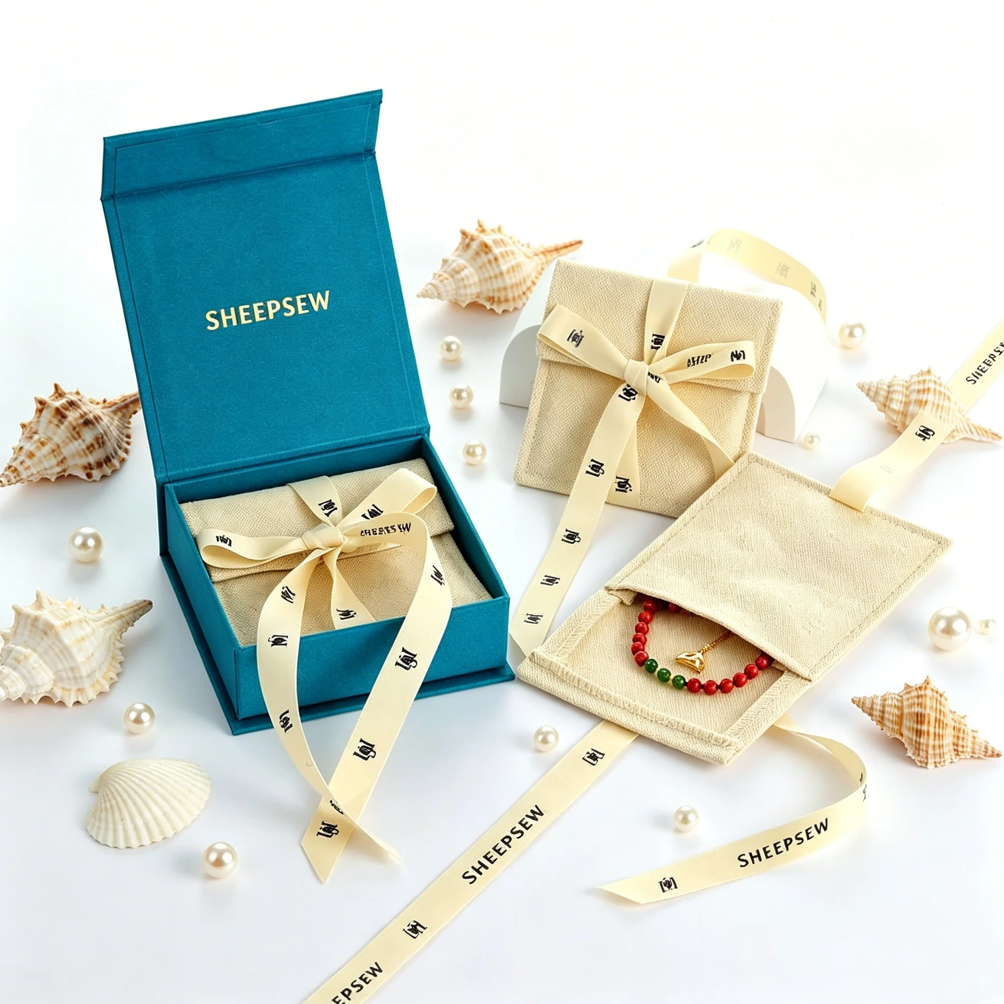 SheepSew Custom Logo White Sliding Drawer Jewelry Box Rigid Paper Packaging Box For Earrings Necklace Ring Small Jewelry Storage