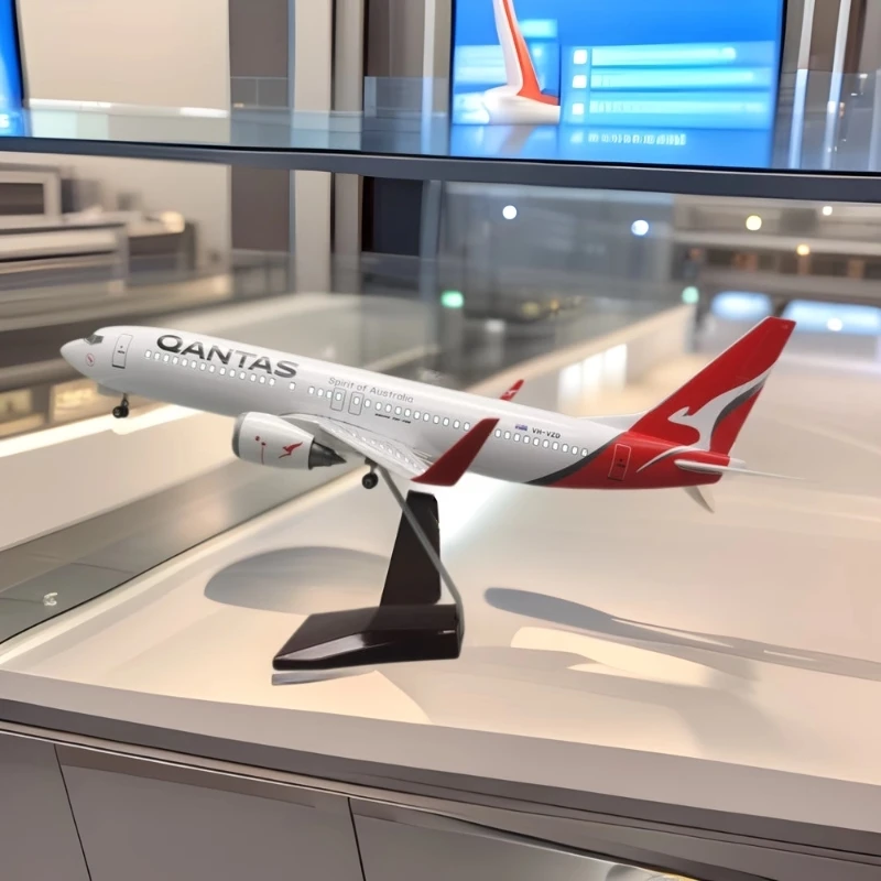 

47cm 1/80 Scale B737 Australia Qantas Airlines Model Airplane Diecast Resin With Light Collection Display Home Decor
