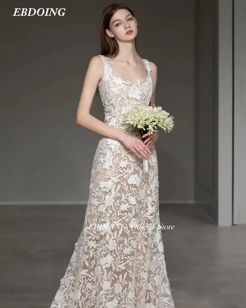 Il più nuovo elegante abito da sposa guaina per pizzo da sposa con apertura sul retro su misura Plus Size abito da sposa Vestidos De Novias