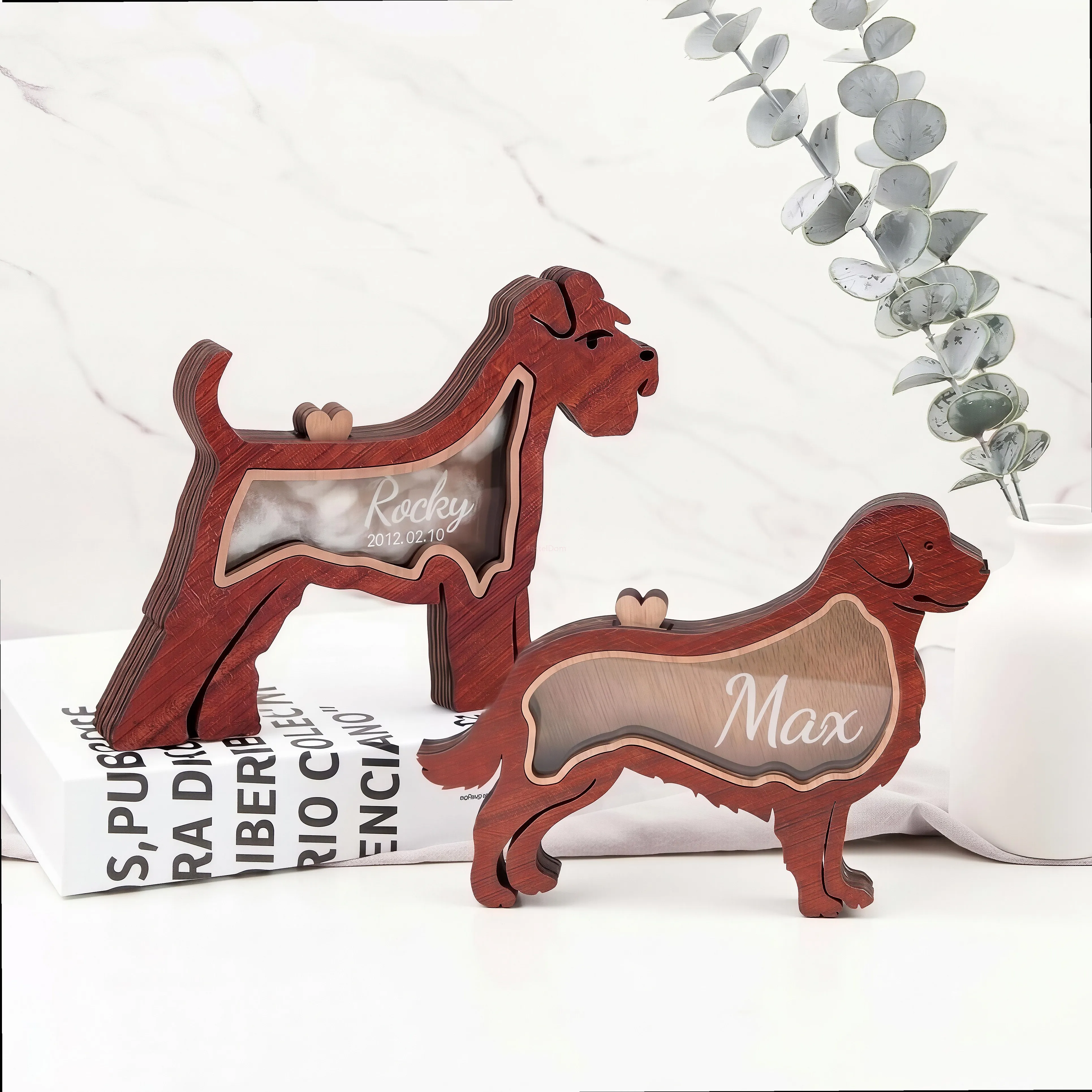 Pet Hair Keepsake Box Solid Wood Engraved Dog Cat Fur Storage Memorial Collection Holder