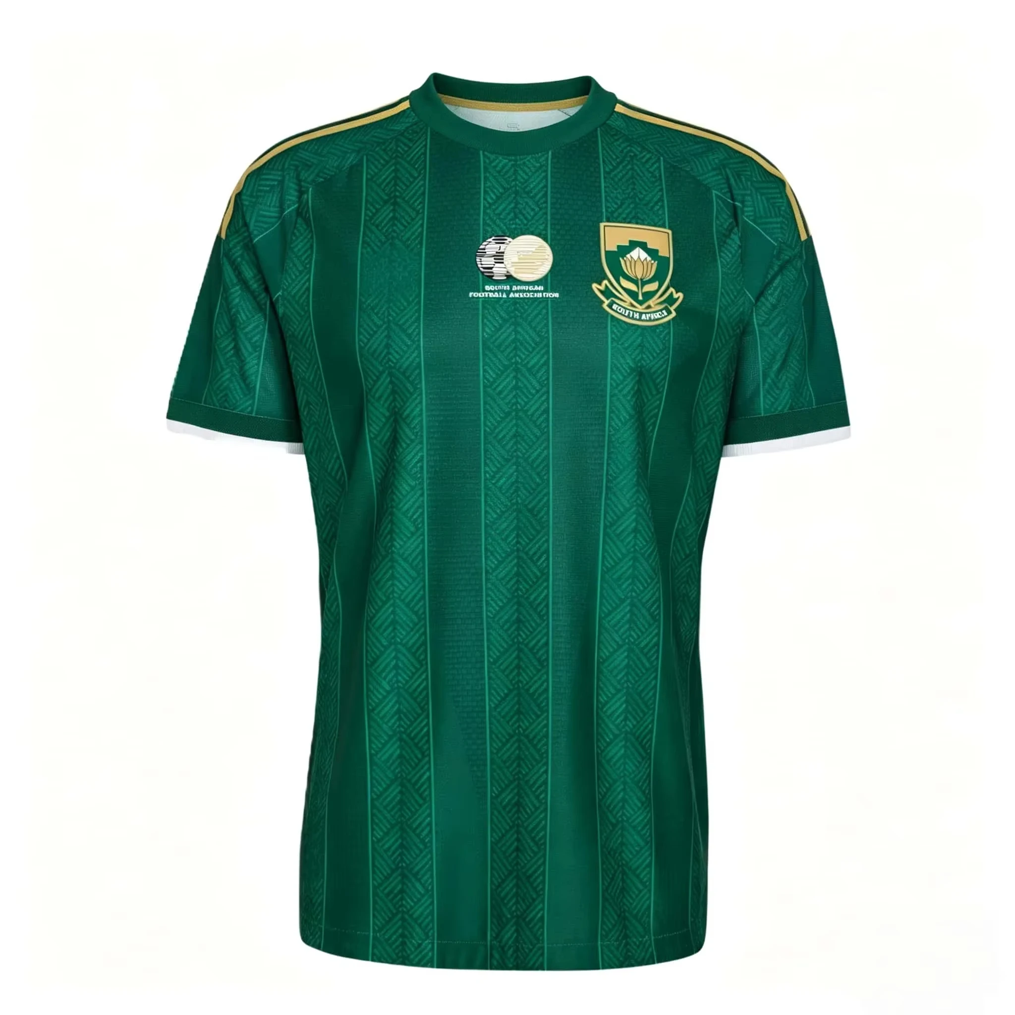 2026 South Africa Replica Soccer Jersey Green Gold Trim Sportswear Sublimation Shirt for Fans Players and Outdoor Activities