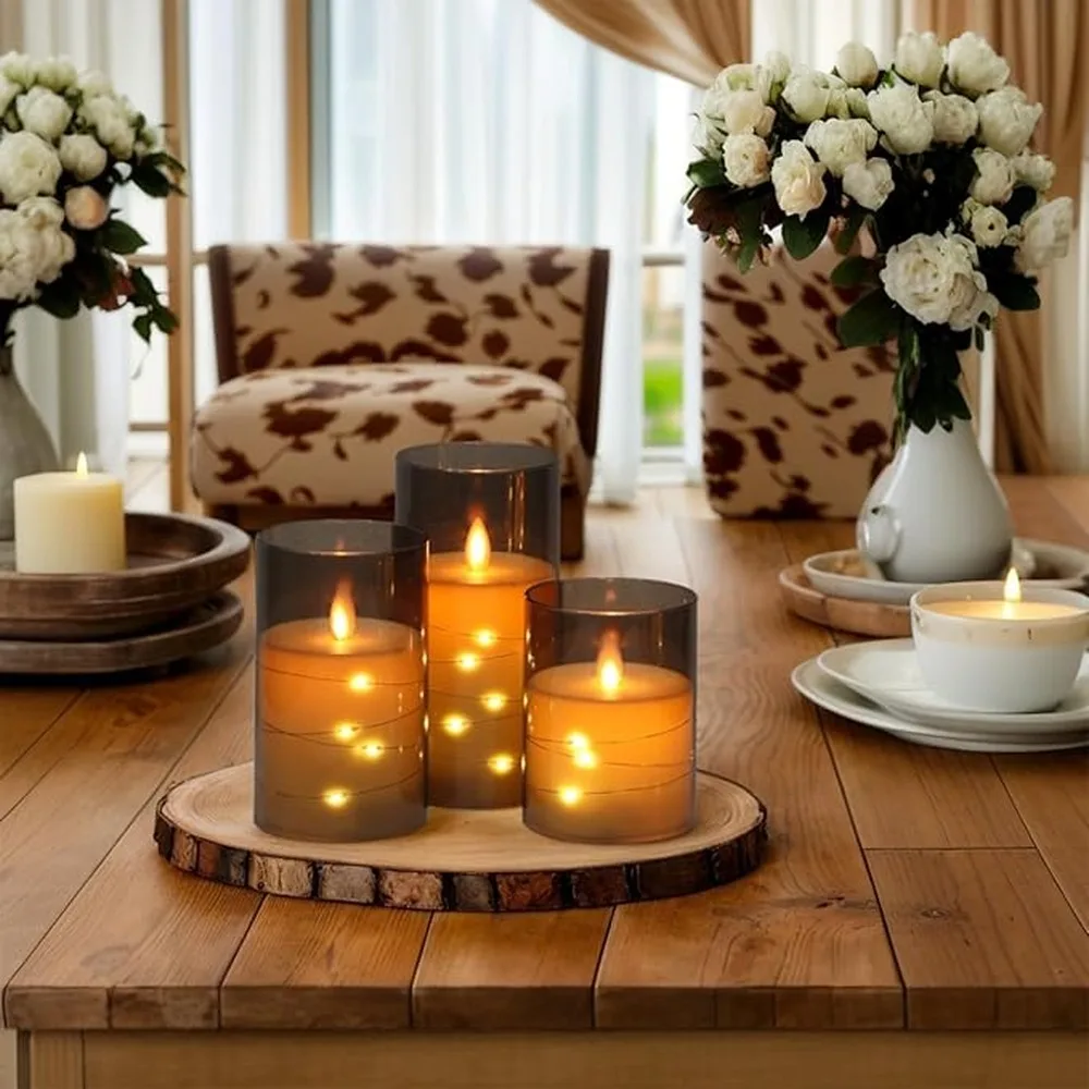 Acrylic Cup Candle Electronic Candle Led Light Remote Control Restaurant Decoration