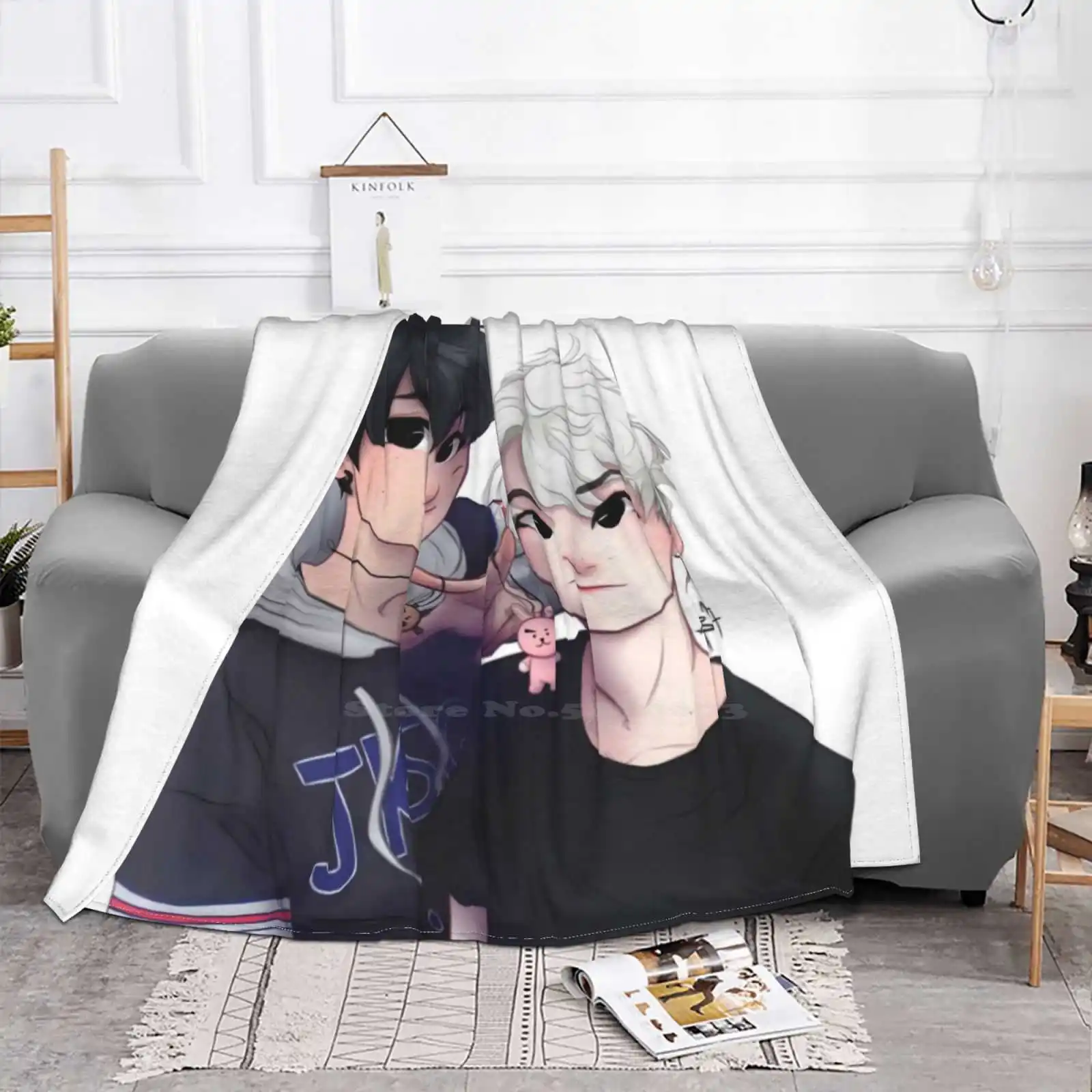 Sugakookie : W Creative Design Comfortable Warm Flannel Blanket Sugakookie Yoonkook Yoongi Jk Jungkook Fanart Kpop Fanart