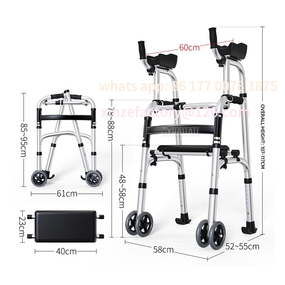 Customizable Adjustable Elderly Walking Cane Foldable Mobility Walker