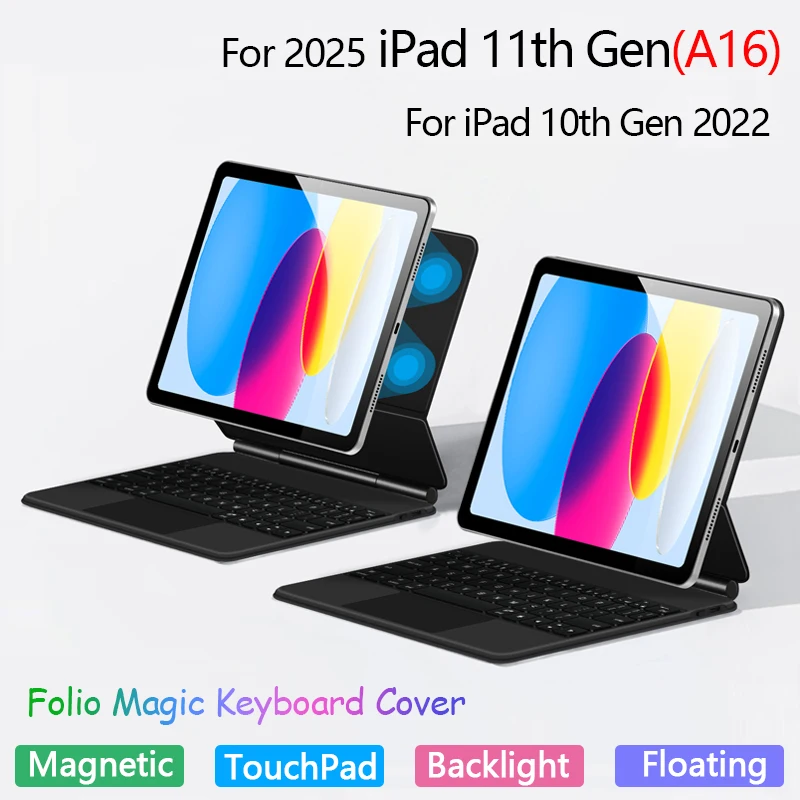 

Чехол с умной клавиатурой для iPad A16 2025 года, 11-дюймовый планшет A3354, магнитный чехол для iPad 10, 2022, 10-го поколения Folio Magic Cover