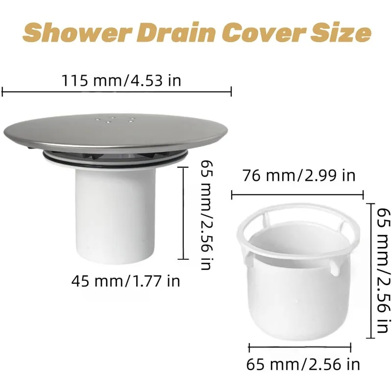 

Chrome Plated Shower Trap Cover, Replacement of Shower Drain Cover, Shower Drain Cover, 90mm/115mm, Detachable