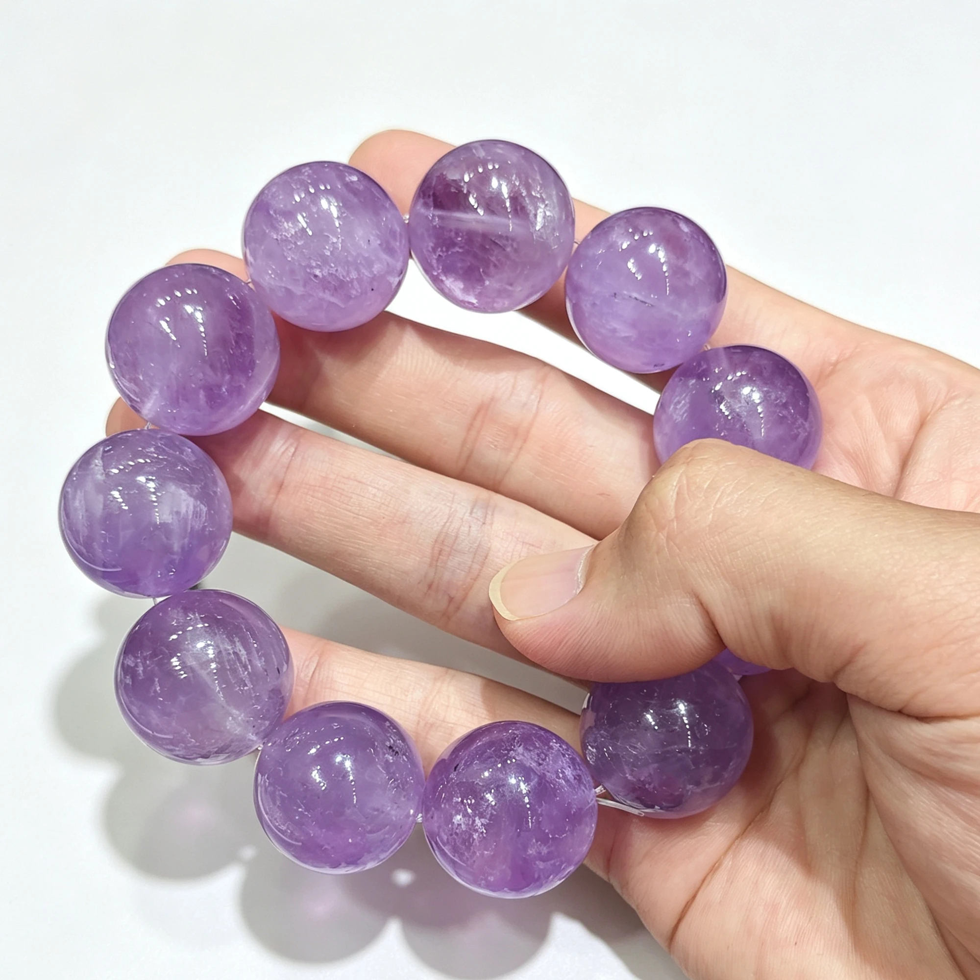 Natural Amethyst Bead Bracelet Gemstone Large Round Beads Purple Crystal Stretch Bracelet Fine Jewelry Present Supply 1 Pc
