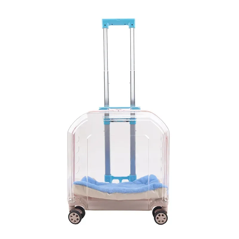 308 Transparent Pet Carrier Trolley Large Capacity Cat Bag Portable Air Travel Case for Small Dogs Breathable Mesh Window