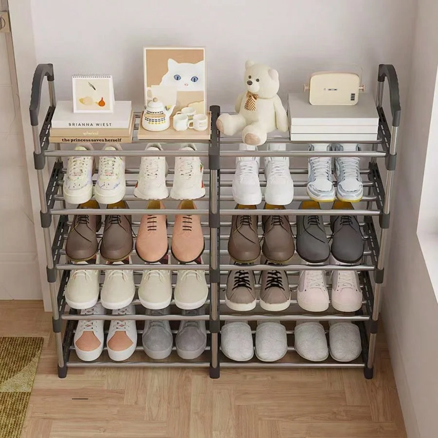Double-row shoe cabinet - multi-level home storage, sturdy and versatile shoe rack at the entrance
