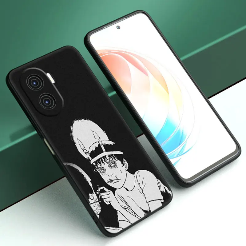 Anime Junji Ito Tees Horror Cartoon Black Bumper Case For Huawei P60 Pro Art P50E P40 P30 P20 Pro P10 Lite P Smart Z PSmart 2021