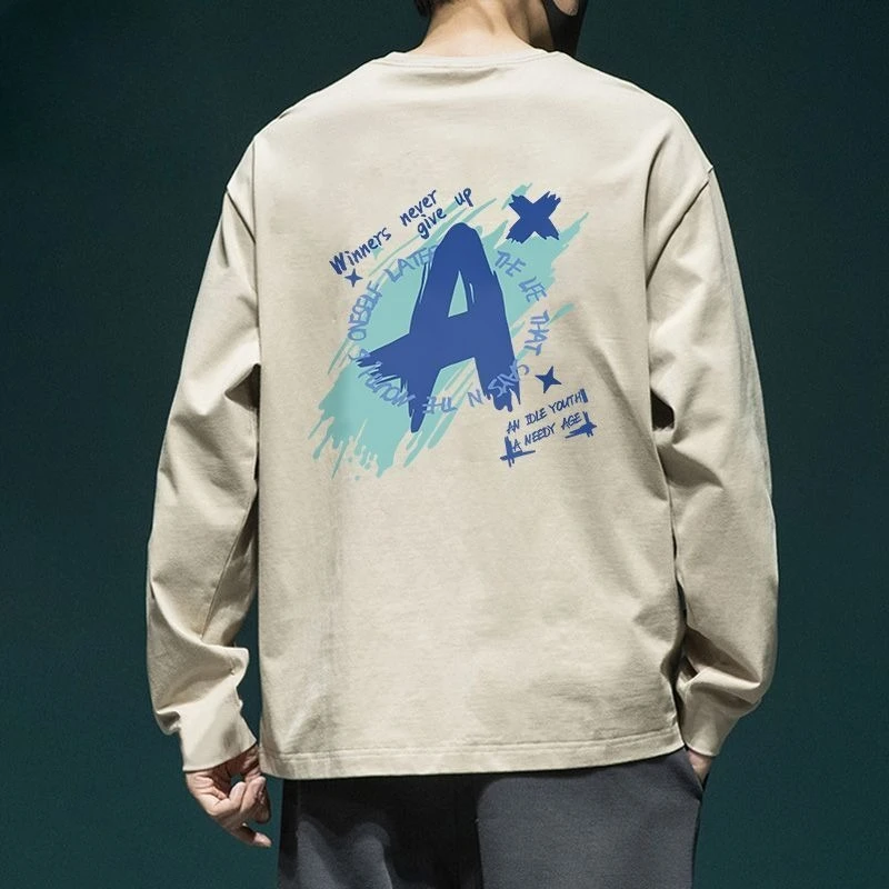 

Printed Men's T-shirts Spring Funny Tshirt Size Korean Autumn 100℅ Cotton Sweatshirt Japan Tops Normal Xxl Baggy Male Pullover