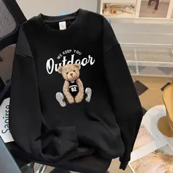 Outono Inverno Y2k Cartoon Impresso Hoodies Moda Chic Top Pullovers Roupas Femininas Casual Loose Basic Sweatshirts