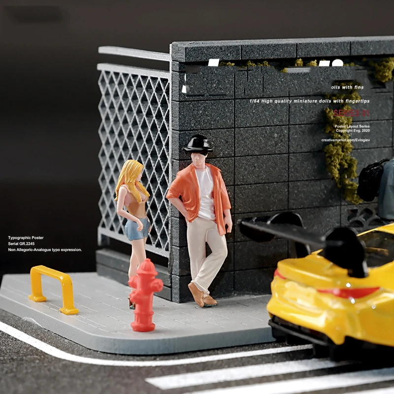 

1/64 Figures Fashionable Man Miniature Figure Minifigure Resin Doll Diorama Garage Scenes Model Kit DIY Craft Collecting Hobby